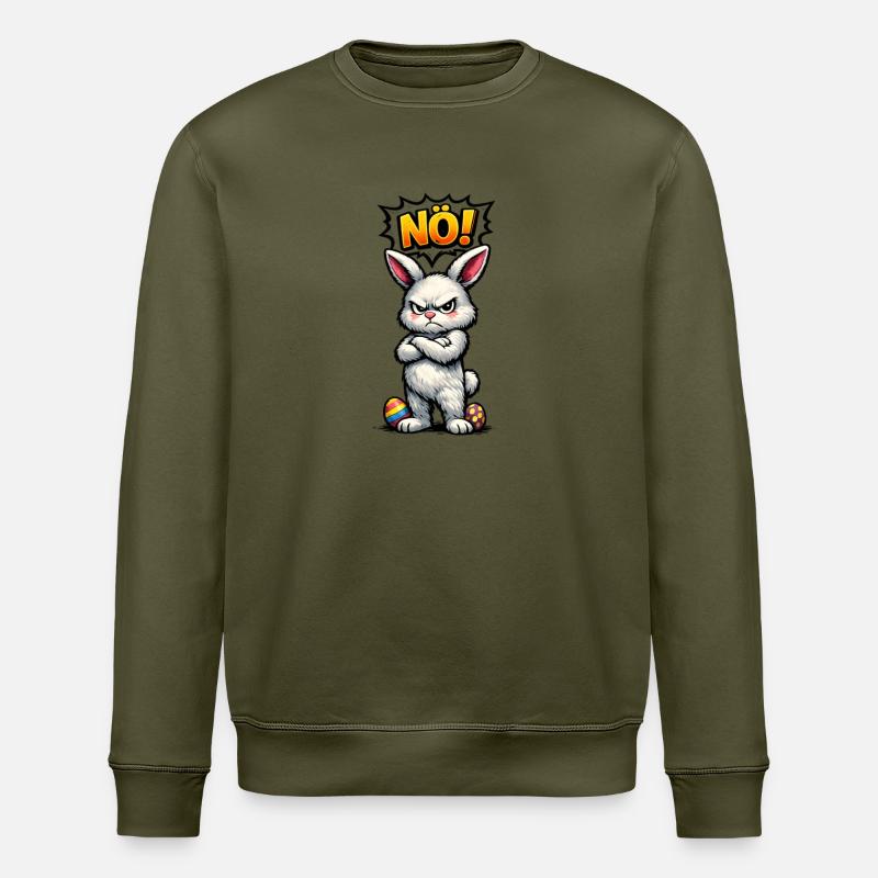 NÖ Hase Comic Ostern Geschenk - Stanley/Stella Unisex Bio-Sweatshirt ROLLER - Khaki