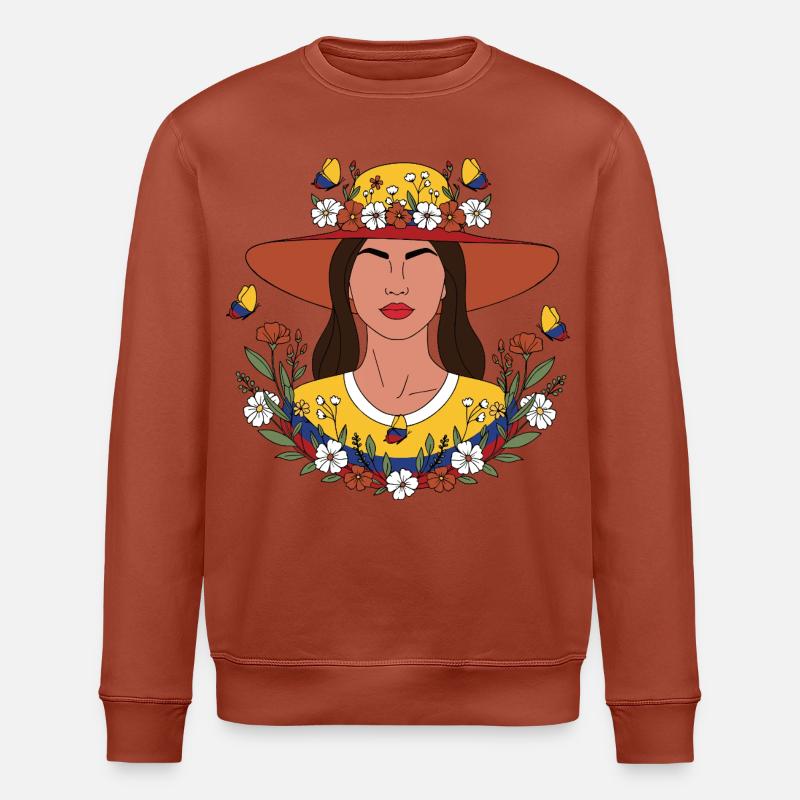 Wildblumen Kolumbianisches Mädchen Blumen - Stanley/Stella Unisex Bio-Sweatshirt ROLLER - Terrakotta