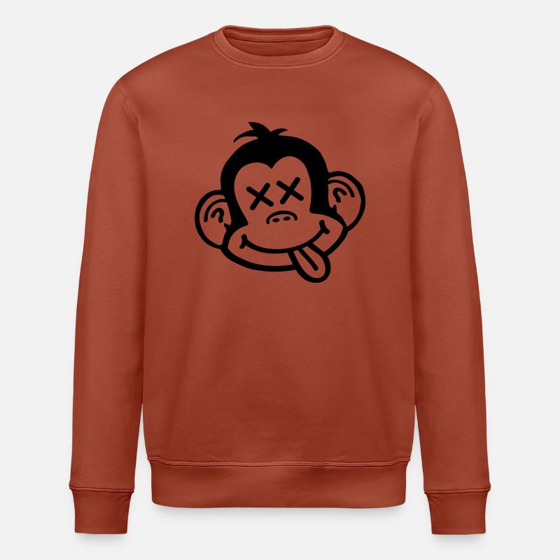 affe_crazy_smiley_aq1 - Stanley/Stella ROLLER Unisex Organic Sweatshirt - heritage brown