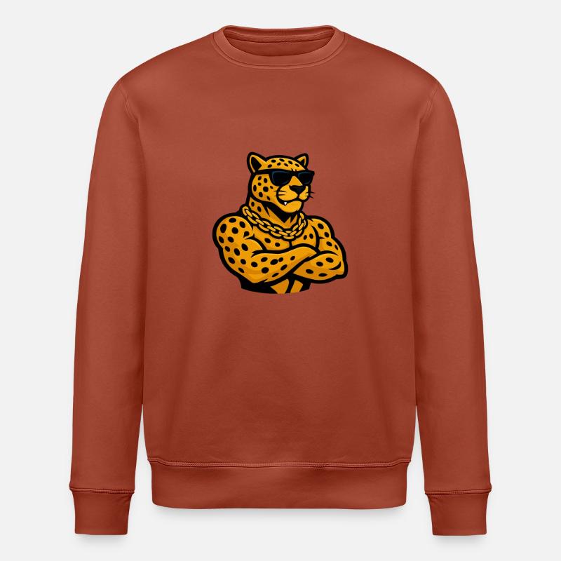 Leopard Cheetah Comic - Stanley/Stella ROLLER Unisex Organic Sweatshirt - heritage brown