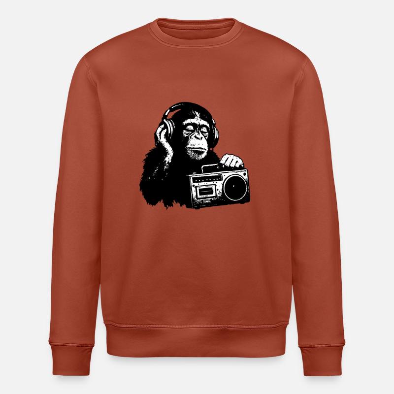 Affe mit Kassettenrekorder - Stanley/Stella Unisex Bio-Sweatshirt ROLLER - Terrakotta