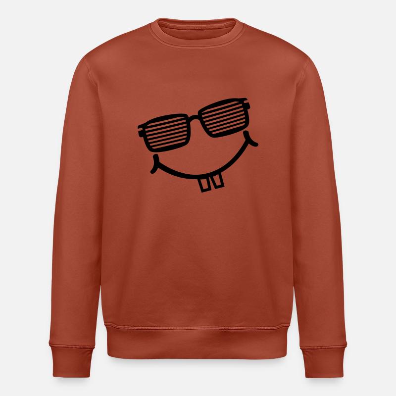 cool smiley with shutter shades - Stanley/Stella ROLLER Unisex Organic Sweatshirt - heritage brown