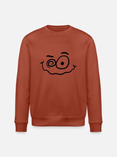 Crazy funny insane smiley face - Stanley/Stella ROLLER Unisex Organic Sweatshirt - heritage brown