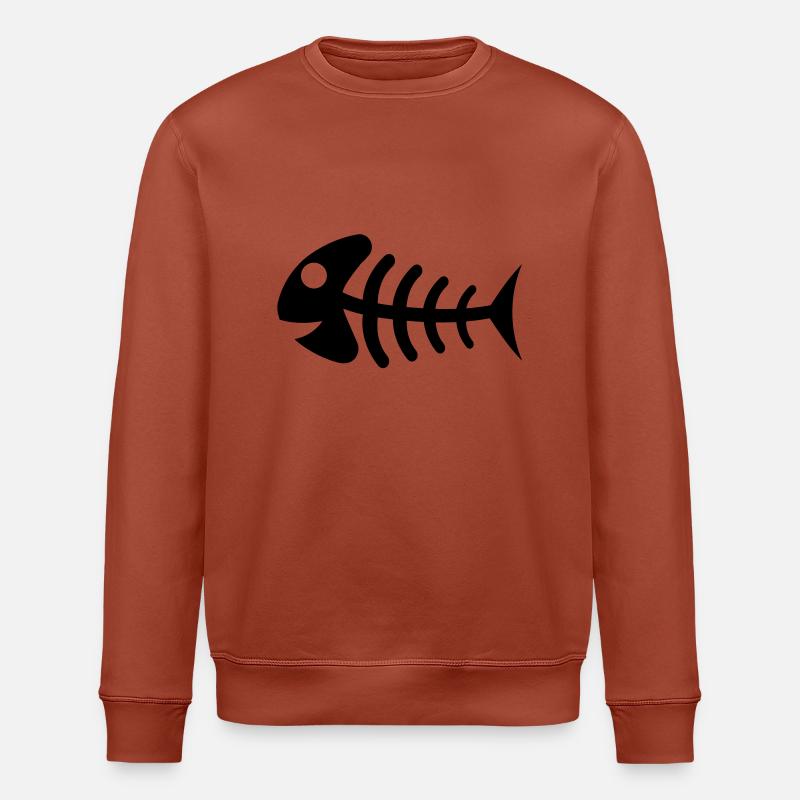 fish_bones_f1 - Stanley/Stella ROLLER Unisex Organic Sweatshirt - heritage brown