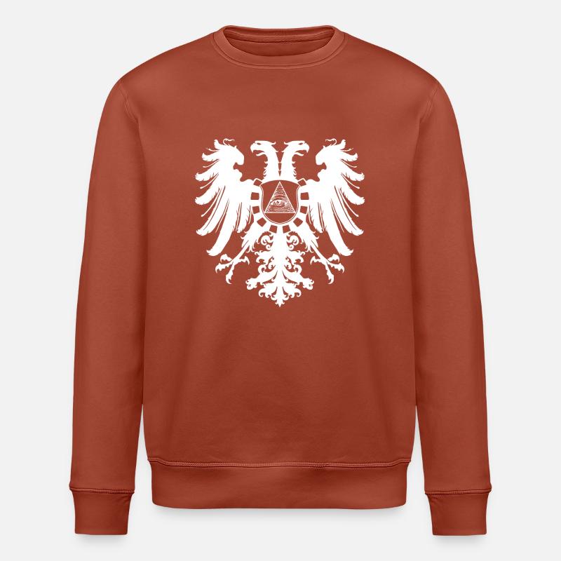 White Illuminati Eagle - Stanley/Stella ROLLER Unisex Organic Sweatshirt - heritage brown