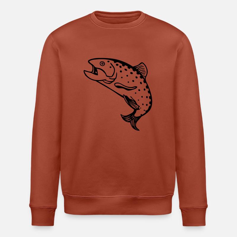 dessin pêcheur Truite saumon poisson pêche fun Sweat bio ROLLER Stanley/Stella Unisexe