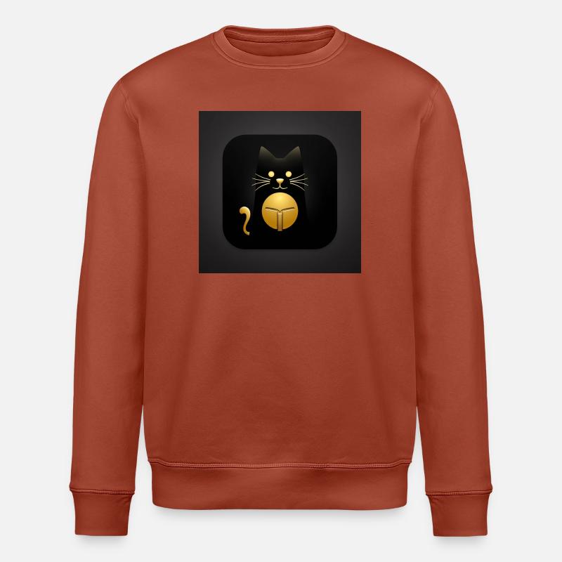 Black Cat with Gold Elegant Design - Stanley/Stella ROLLER Unisex Organic Sweatshirt - heritage brown