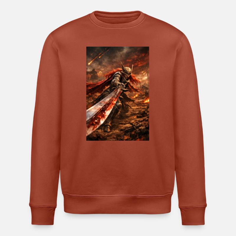 Flaming Blade Burning Warrior - Stanley/Stella ROLLER Unisex Organic Sweatshirt - heritage brown
