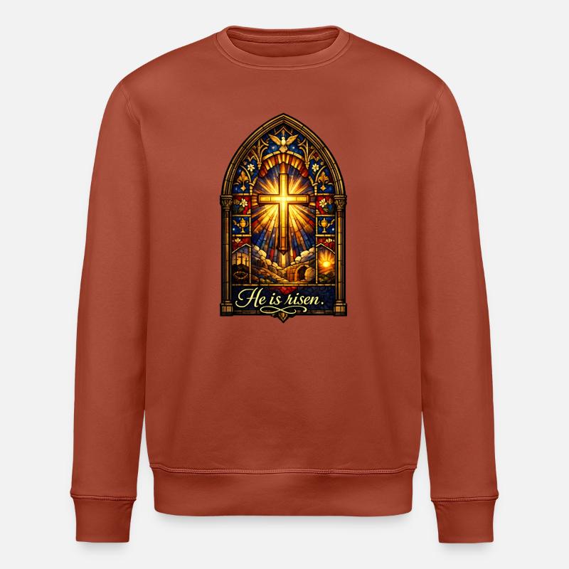 He is Risen Ostern Jesus - Stanley/Stella Unisex Bio-Sweatshirt ROLLER - Terrakotta