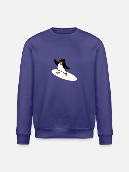 Surfer Pinguin / penguin (3c) - Stanley/Stella Unisex Bio-Sweatshirt ROLLER - Dämmerung