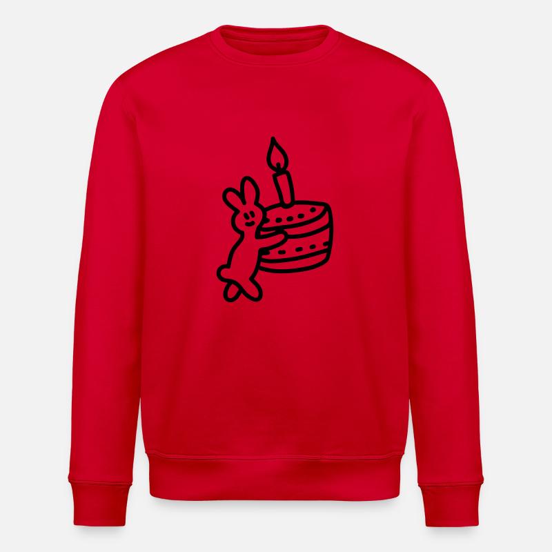 Rabbit with cake - Line - Stanley/Stella ROLLER Unisex Organic Sweatshirt - red