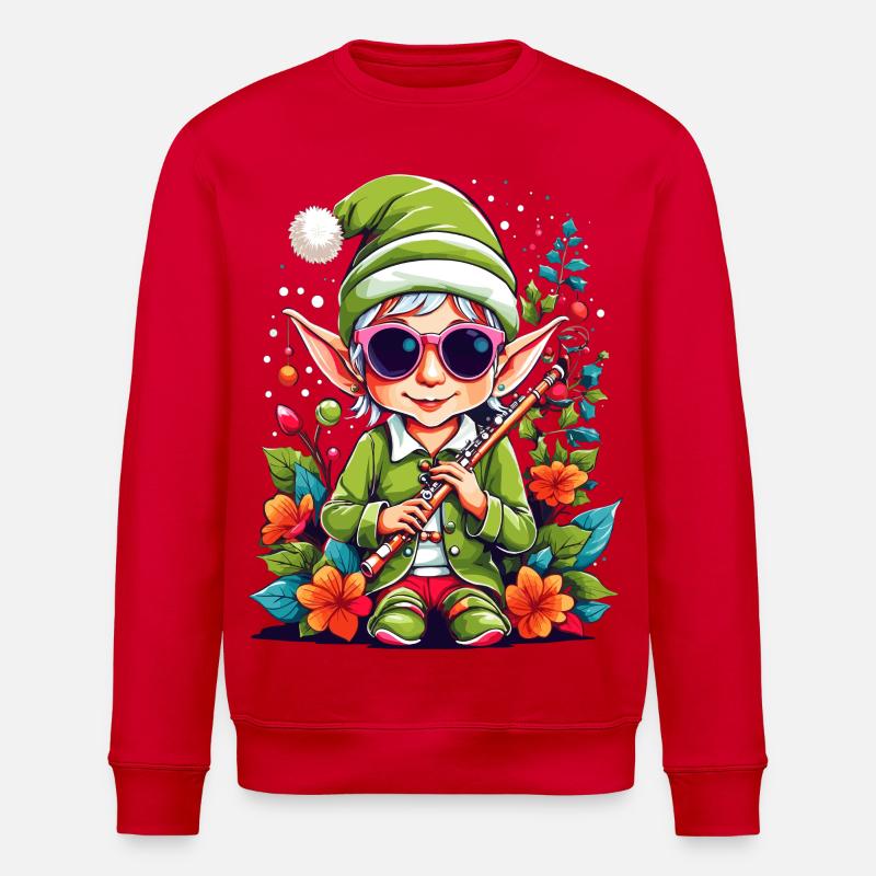 Elfe mit Flöte - Stanley/Stella Unisex Bio-Sweatshirt ROLLER - Rot
