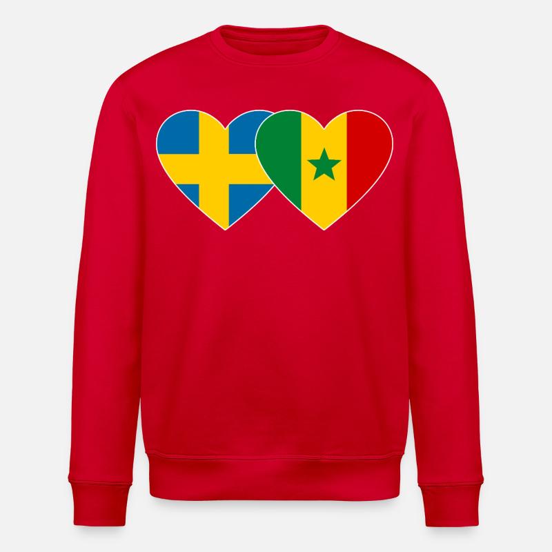 Suède Sénégal Drapeau Coeur - Sweat bio ROLLER Stanley/Stella Unisexe - rouge