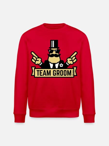 Team Groom (Pointing Stag Night Bachelor Party 3C) - Stanley/Stella ROLLER Unisex Organic Sweatshirt - red