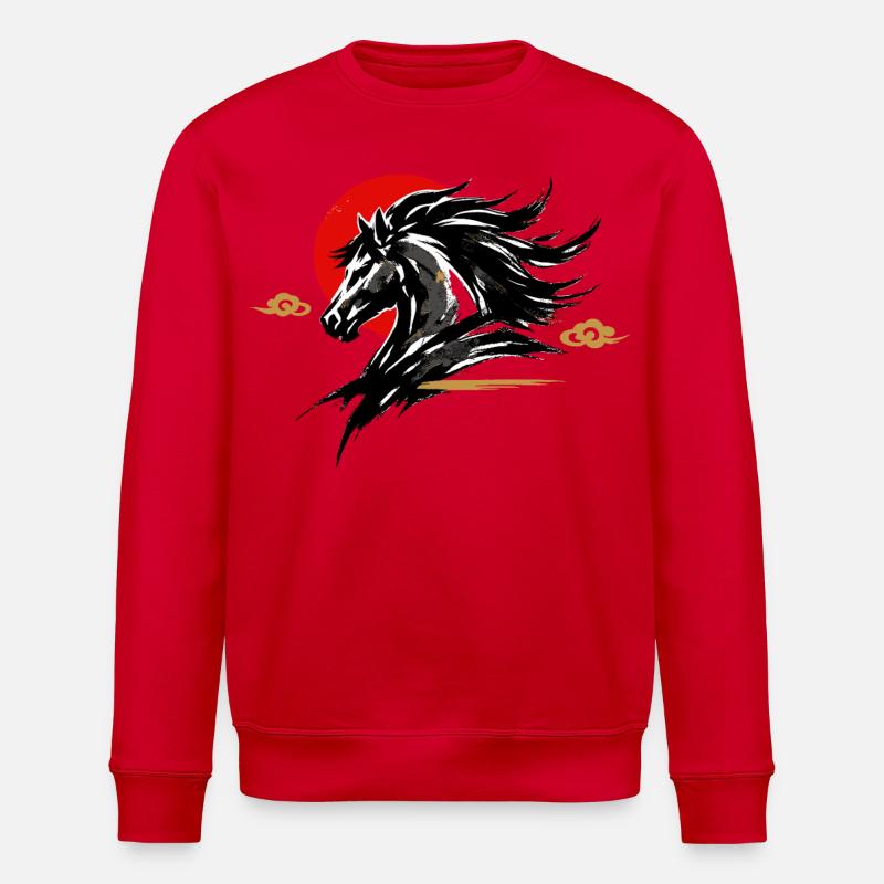 Chinesisches Neujahr 2026 Pferd Geschenk - Stanley/Stella Unisex Bio-Sweatshirt ROLLER - Rot