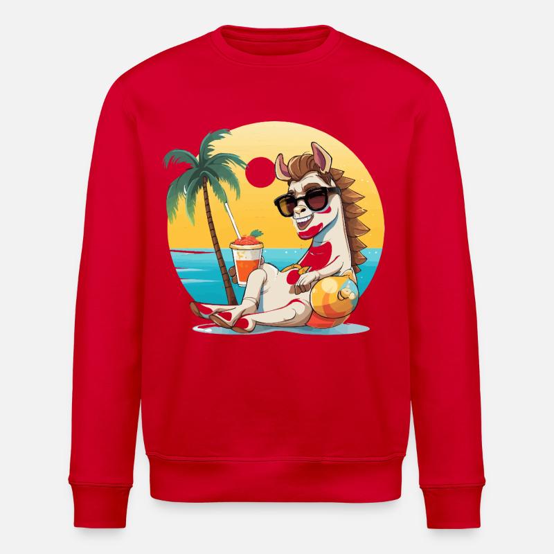 Sunny Beach Llama en vacances - Sweat bio ROLLER Stanley/Stella Unisexe - rouge