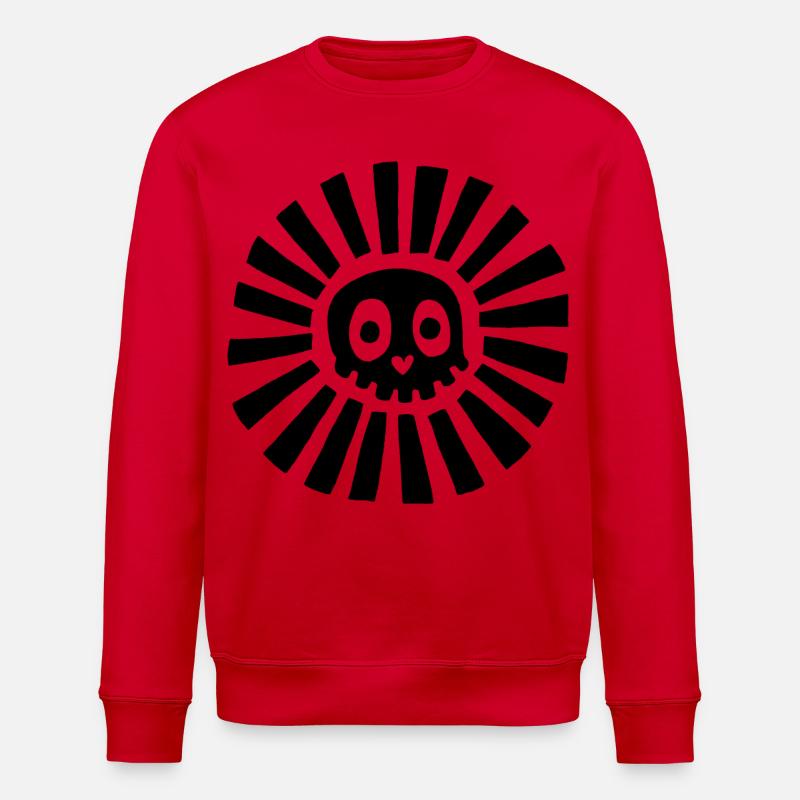 Black Sunny Skull - Stanley/Stella ROLLER Unisex Organic Sweatshirt - red