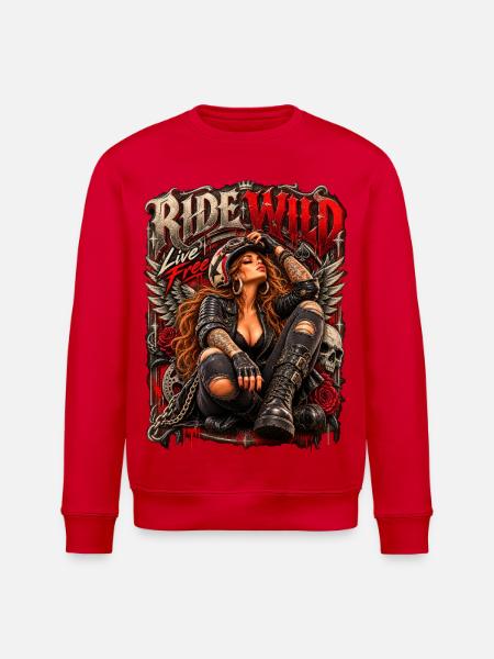 Wildride Lebe Frei Rock-Style - Stanley/Stella Unisex Bio-Sweatshirt ROLLER - Rot