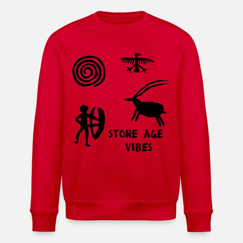 stone age vibes schwarz - Stanley/Stella Unisex Bio-Sweatshirt ROLLER - Rot