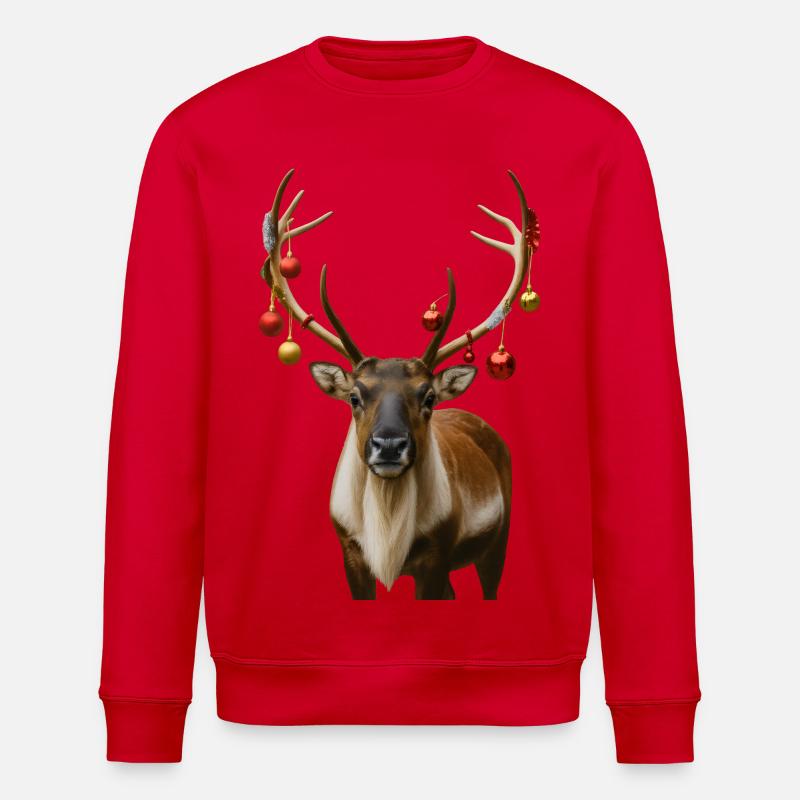 Rentier Weihnachts Reh Hirsch - Stanley/Stella Unisex Bio-Sweatshirt ROLLER - Rot