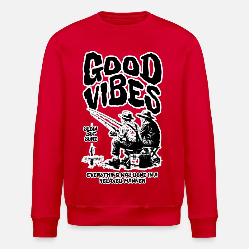 Pêche : Ondes positives - Sweat bio ROLLER Stanley/Stella Unisexe - rouge