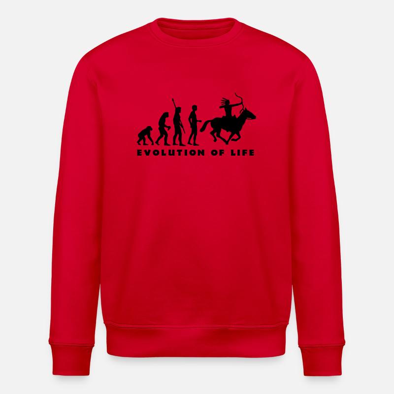 evolution_indianer_b - Stanley/Stella ROLLER Unisex Organic Sweatshirt - red