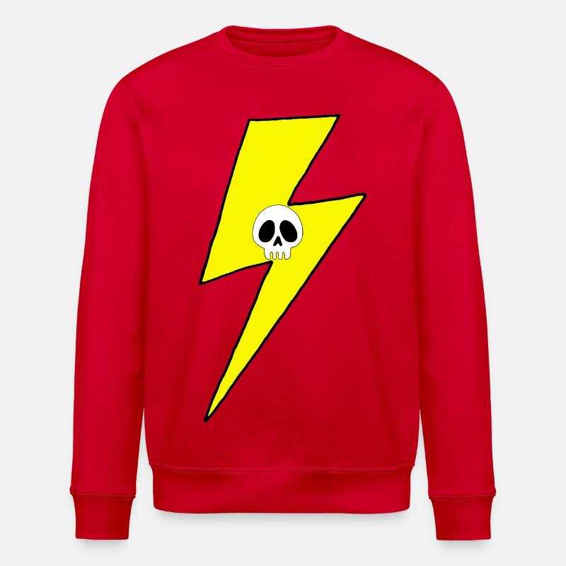 Éclair jaune avec crâne blanc - Sweat bio ROLLER Stanley/Stella Unisexe - rouge