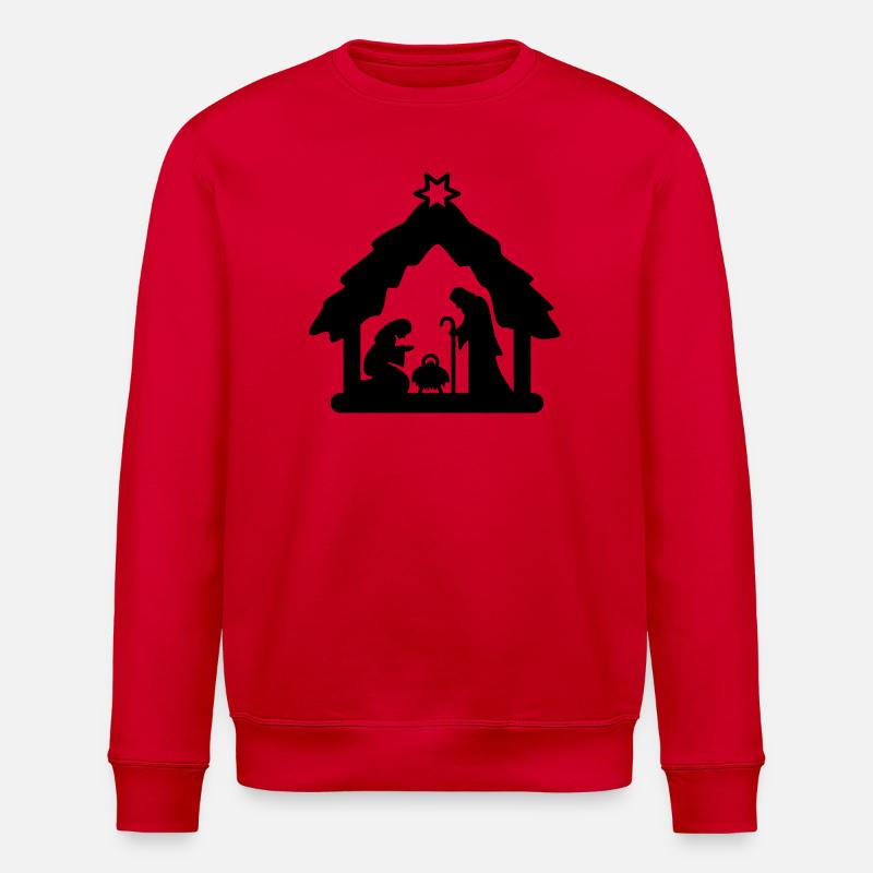 Weihnachtskrippe, Krippenfiguren, heilige Familie - Stanley/Stella Unisex Bio-Sweatshirt ROLLER - Rot