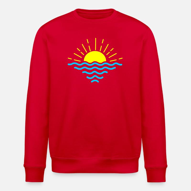 Coucher de soleil vagues bleues - Sweat bio ROLLER Stanley/Stella Unisexe - rouge