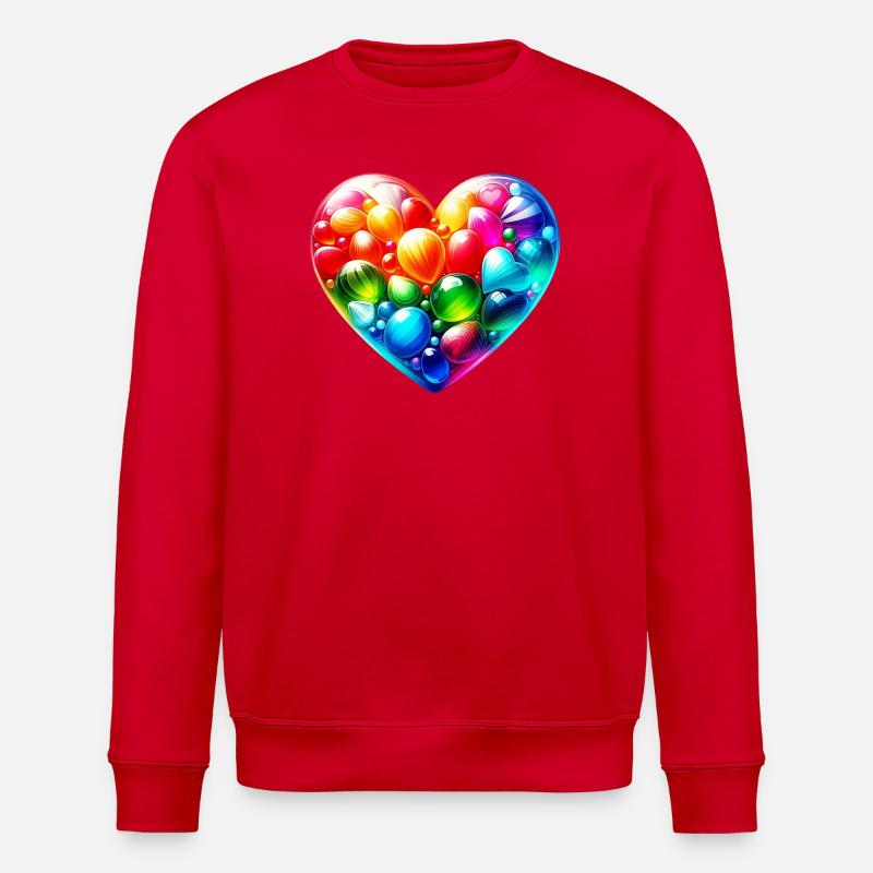Buntes Herz - Stanley/Stella Unisex Bio-Sweatshirt ROLLER - Rot