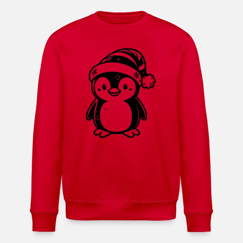 Fröhlicher Weihnachtspinguin - Stanley/Stella Unisex Bio-Sweatshirt ROLLER - Rot