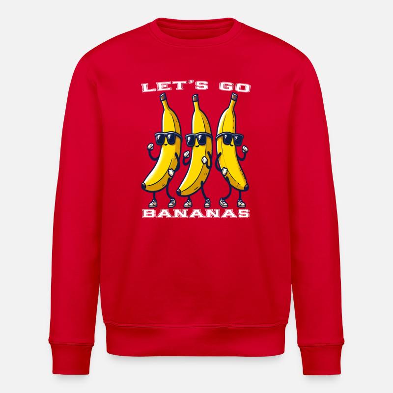Lustige Let's Go Bananen - Stanley/Stella Unisex Bio-Sweatshirt ROLLER - Rot