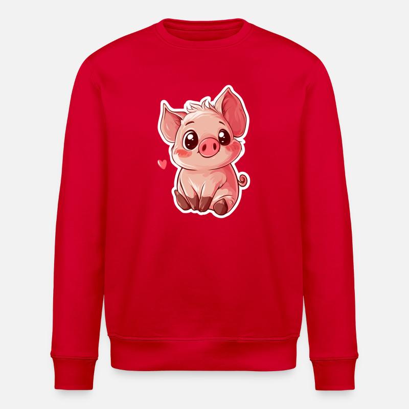 Schwein Ferkel - Stanley/Stella Unisex Bio-Sweatshirt ROLLER - Rot