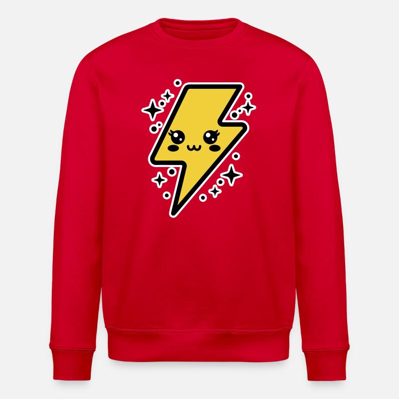 Entzückender Blitz mit Kawaii-Gesicht - Stanley/Stella Unisex Bio-Sweatshirt ROLLER - Rot