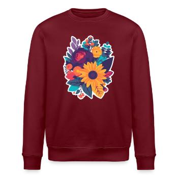 Bunter Blumenstrauß - Stanley/Stella Unisex Bio-Sweatshirt ROLLER - Burgunderrot - Vorne - Nik (191cm)