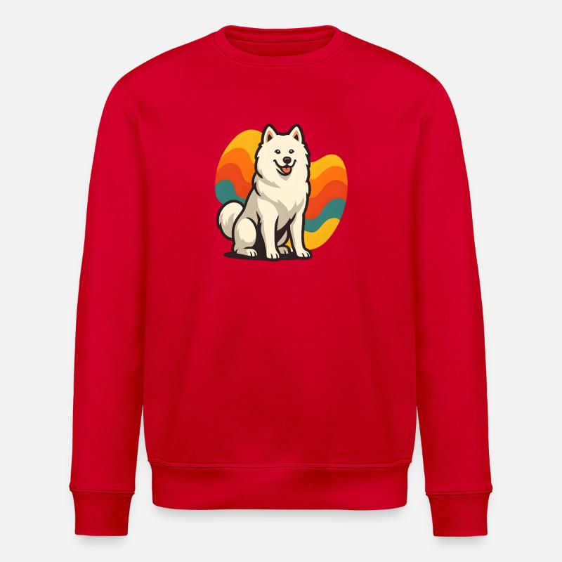 Chien Samoyède Prisme Retro Wave - Sweat bio ROLLER Stanley/Stella Unisexe - rouge