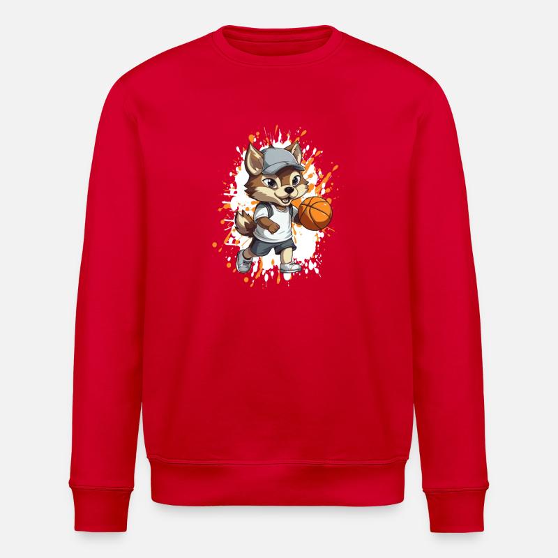 Fuchs Basketballheld im Freizeit-Look - Stanley/Stella Unisex Bio-Sweatshirt ROLLER - Rot
