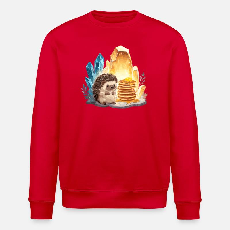 Igel mit Pancakes in Kristallhöhle - Stanley/Stella Unisex Bio-Sweatshirt ROLLER - Rot