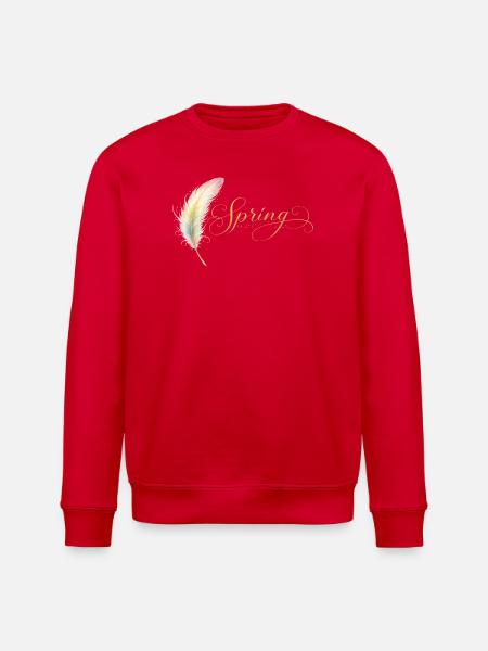 Spring Lettering with Feather Elegant Design - Stanley/Stella ROLLER Unisex Organic Sweatshirt - red