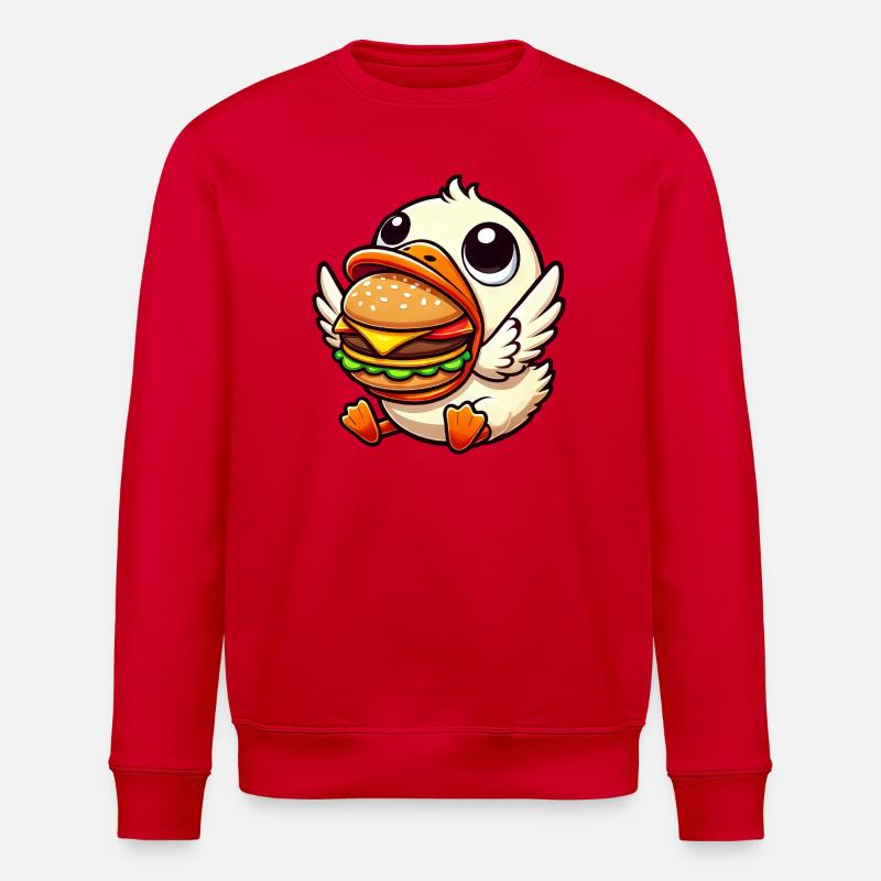 Sjov and-hamburger-madelsker - Stanley/Stella økologisk unisex-sweatshirt ROLLER - rød