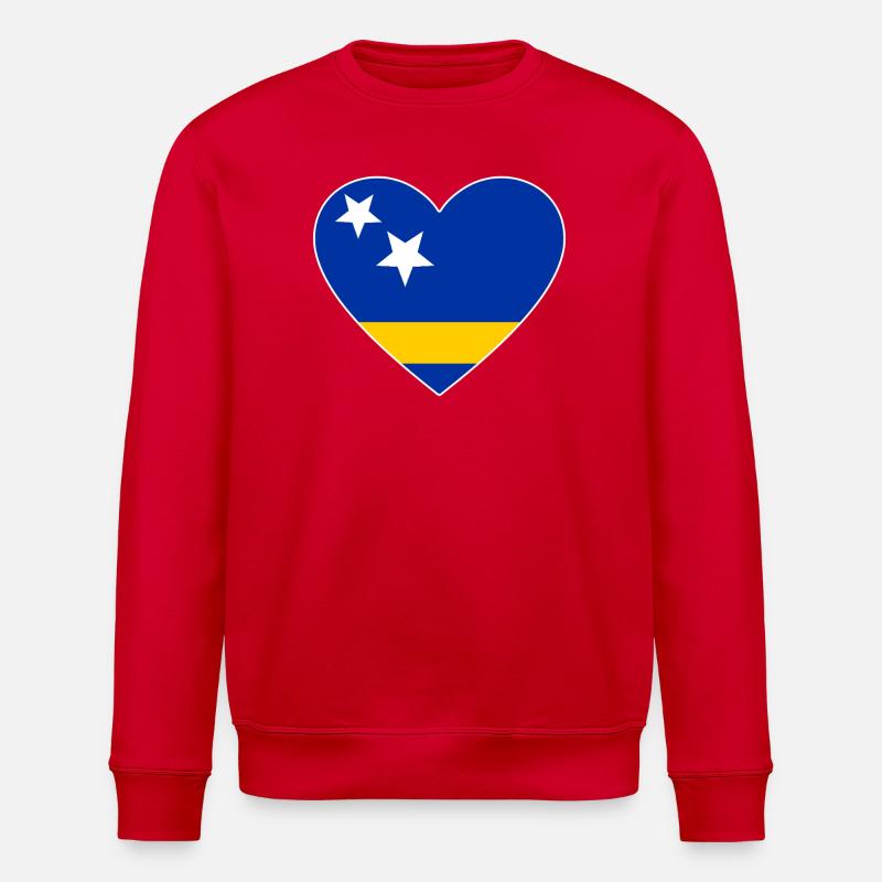 Curaçao_Flagge_Herz - Stanley/Stella Unisex Bio-Sweatshirt ROLLER - Rot