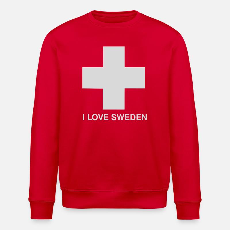 I LOVE SWEDEN - Stanley/Stella Unisex Bio-Sweatshirt ROLLER - Rot