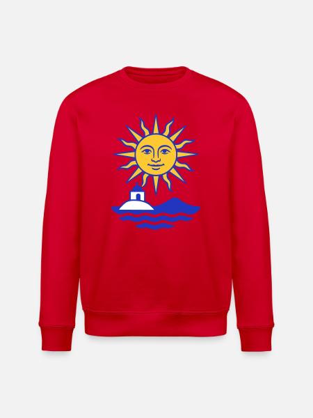 Greece Sun: Sun, Water, Chapel - Stanley/Stella ROLLER Unisex Organic Sweatshirt - red