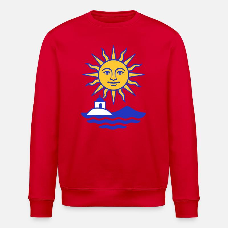 Grèce Soleil : Soleil, Eau, Chapelle - Sweat bio ROLLER Stanley/Stella Unisexe - rouge