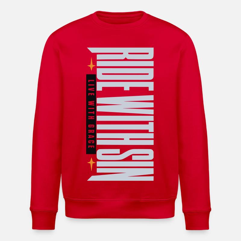 Les pécheurs vivent avec grâce - Sweat bio ROLLER Stanley/Stella Unisexe - rouge