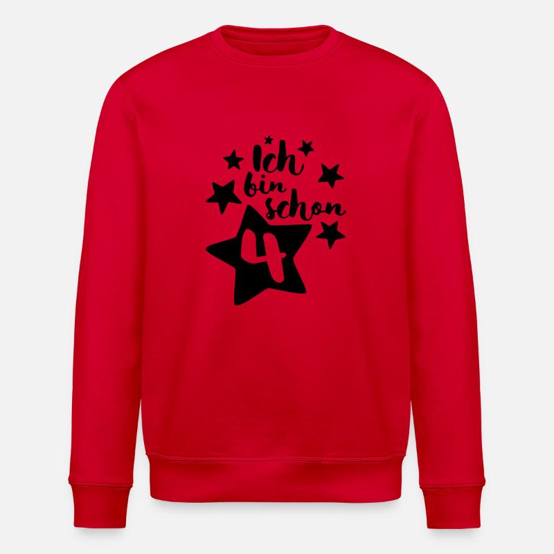 Ich bin schon Vier! - Stanley/Stella Unisex Bio-Sweatshirt ROLLER - Rot
