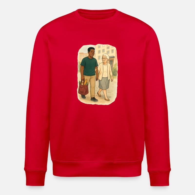 Grand-mère Karin avec son petit-fils - Sweat bio ROLLER Stanley/Stella Unisexe - rouge