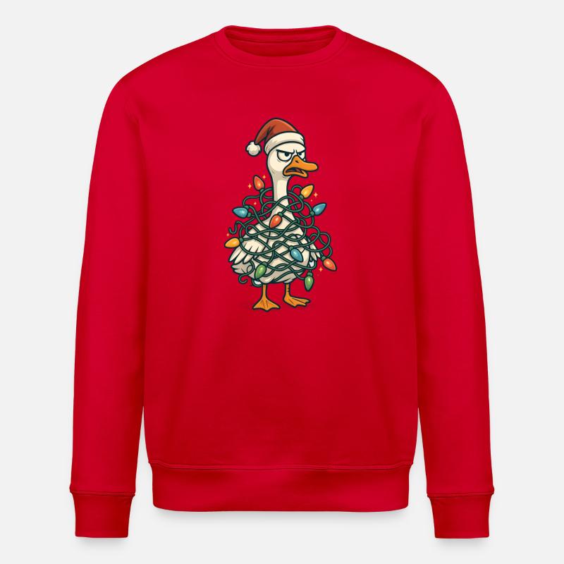 Santa Duck in Weihnachtslichtern - Stanley/Stella Unisex Bio-Sweatshirt ROLLER - Rot
