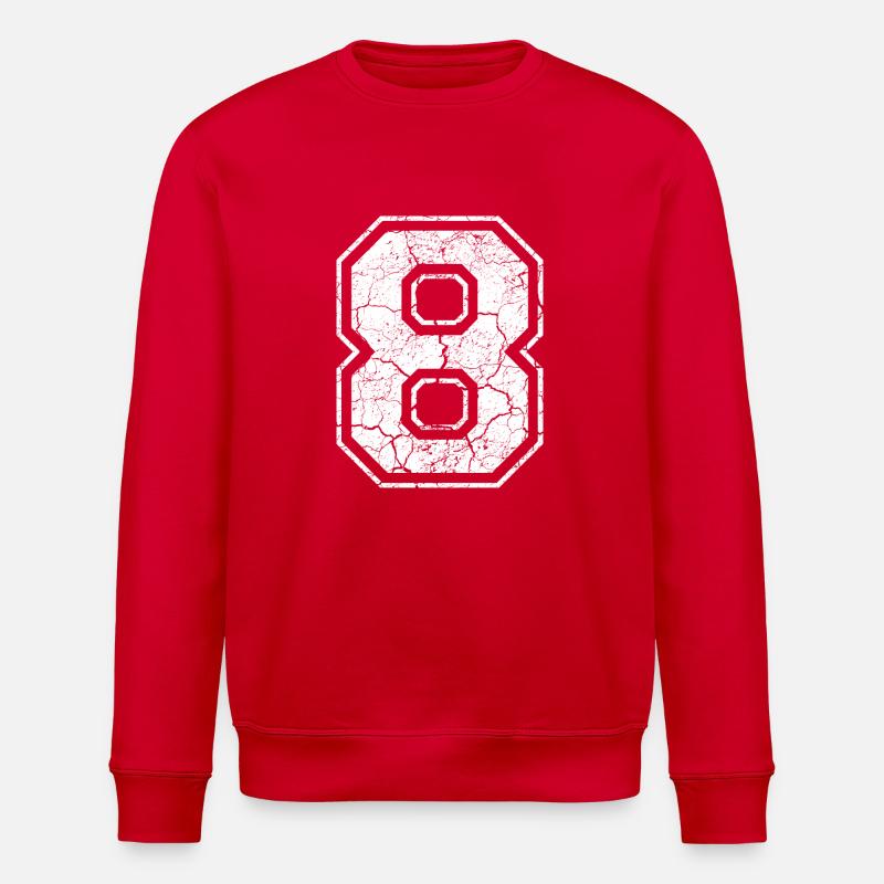 8_eight_acht_white_weiss (de) - Stanley/Stella Unisex Bio-Sweatshirt ROLLER - Rot