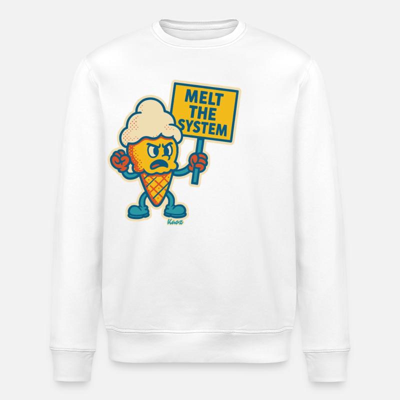 Rebellious with "Melting the System" - Stanley/Stella ROLLER Unisex Organic Sweatshirt - white